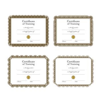 Vector icon set of training certificate templates on white background