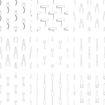 Vector icon set of carpenter tool on white background