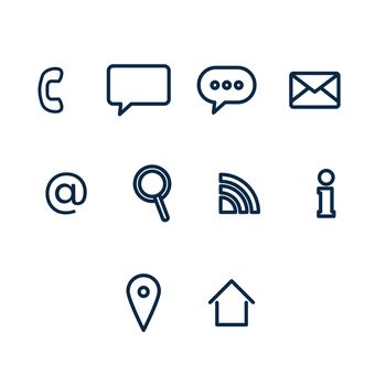Various vector icons of communication on white background