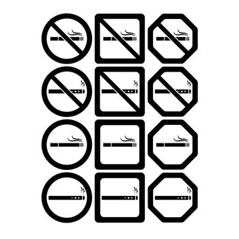 Vector icon set of no smoking and smoking allowed on white background