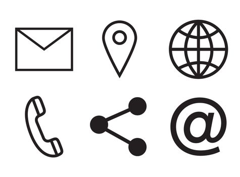 Various vector icons of communication on white background