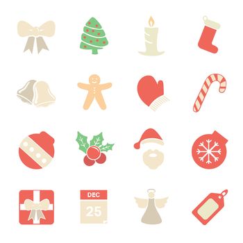 Vector icon set for christmas on white background