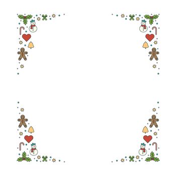 Vector icon set for christmas photo frame on white background
