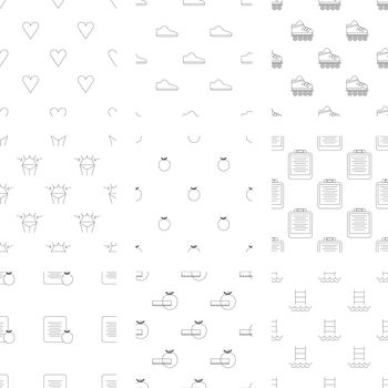 Vector icon set of fitness and health on white background