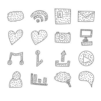 Vector icon set for internet and communication on white background