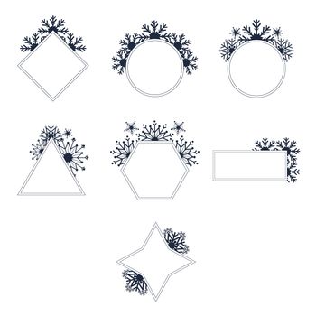 Vector set of mirrors of different shapes on white background