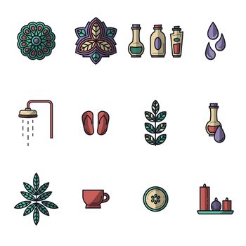 Vector icon set of spa on white background