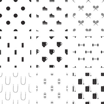 Vector icons of various sports and fitness on white background