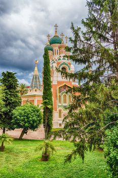 The iconic St Nicholas Orthodox Cathedral, one of the major landmark in Nice, Cote d'Azur, France