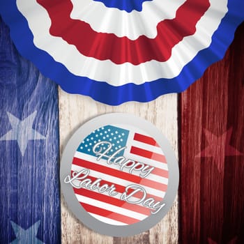 Poster of happy labor day text against composite image of usa national flag