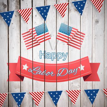 Poster of happy labor day text against wooden planks