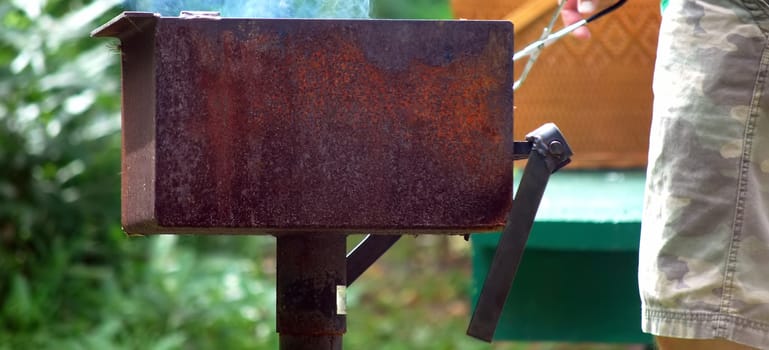 Grill in a public park for holiday usage.