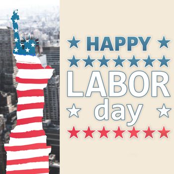Poster of celebrate labor day text against view of cityscape