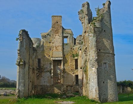 Remaining of an stone wall and towers on an 16th century castle