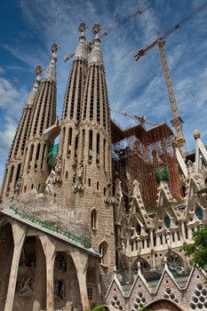 Sagrada Familiar Church in Barcelona Spain under construction