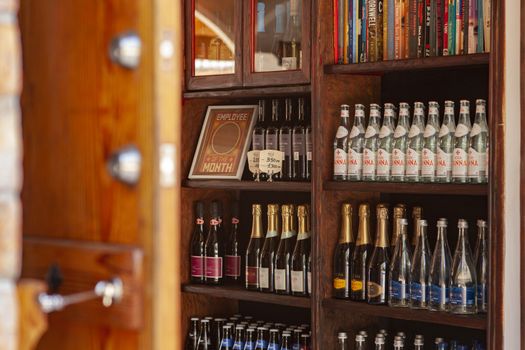 DOMINICUS, DOMINICAN REPUBLIC 6 FEBRAURY 2020: Shelf of a wine and drink shop