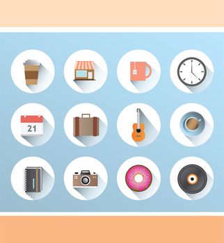 Digitally generated various lifestyle icons on blue