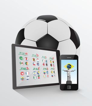 World cup on media device concept on white background