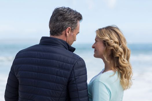 Romantic mature couple enjoying on the beach