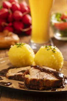 bavarian roasted pork with potato dumplings