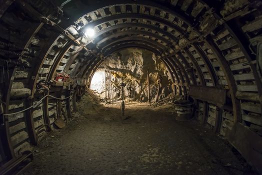 Interior of old coal mine in Poland