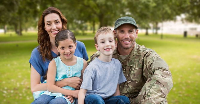 Soldier reunited with their family in park