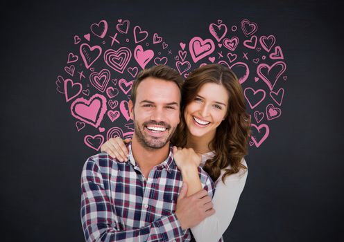 Romantic couple relaxing against digitally generated background