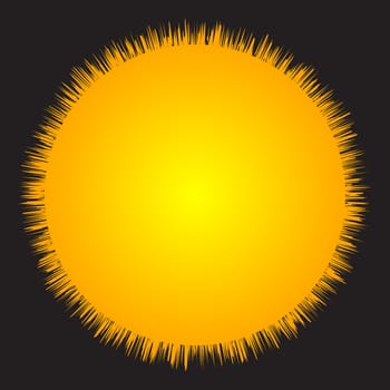 A golden abstract explosive backgropund with a black border