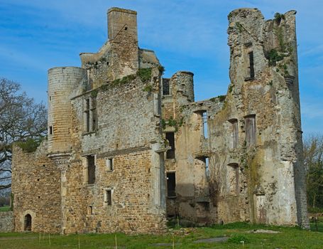 Remaining of an stone wall and towers on an 16th century castle