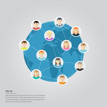 Vector icons of business communication and lorem ipsum text against white background