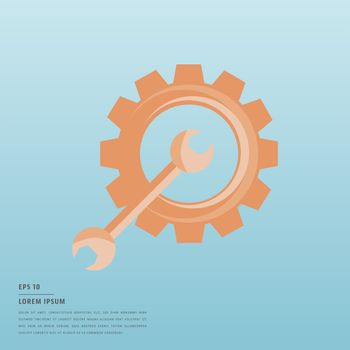 Vector of lorem ipsum text and wrench and gear on blue background