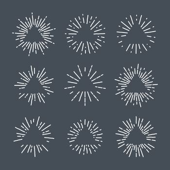 Vector of various circular designs with triangular shape inside