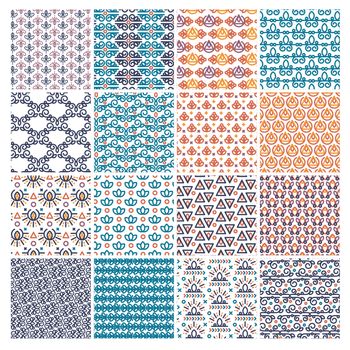 Vector set of various patterns on white background
