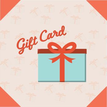 Conceptual vector image of gift box with text gift card