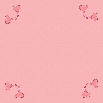 Vector image of heart shape patterns on pink background