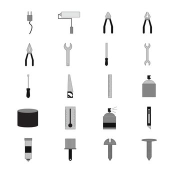 Vector icon set of carpenter tool on white background