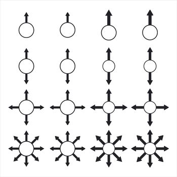 Vector of arrow signs around the circle against white background