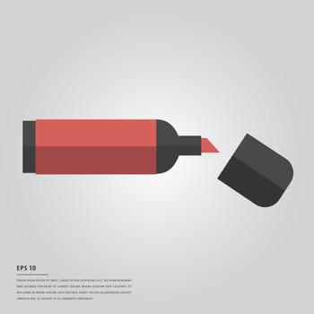 Vector image of red marker on white background