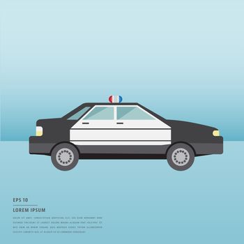 Vector of lorem ipsum text and police car on blue background