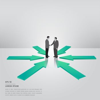 Vector of lorem ipsum text and businessmen shaking hands on white background