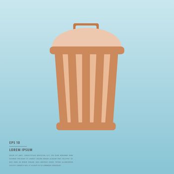 Vector of lorem ipsum text and move to trash symbol on blue background