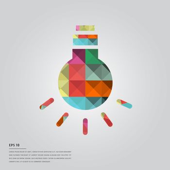 Vector of lorem ipsum text with a colorful glowing bulb