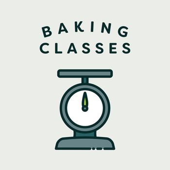 Vector image of scale with text cooking classes against white background