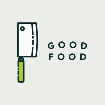 Vector image of knife with text good food against white background