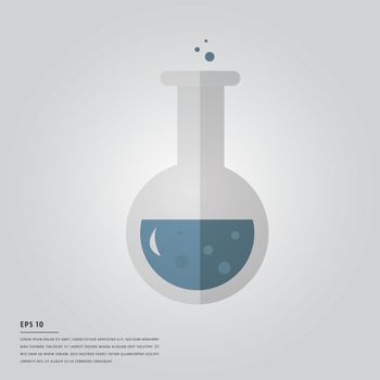 Vector image of beaker with lorem ipsum text
