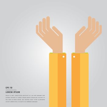 Vector of lorem ipsum text and hands raised for hope