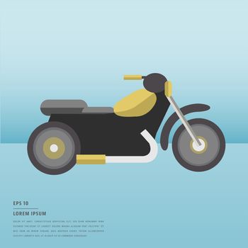 Vector of lorem ipsum text and motorcycle on blue background