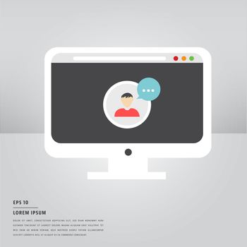 Vector of lorem ipsum text and video calling icon on monitor