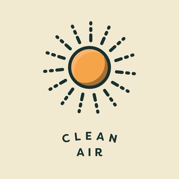 Vector icon of sun with text clean air