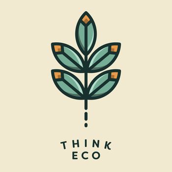 Vector icon of a twig with text think eco